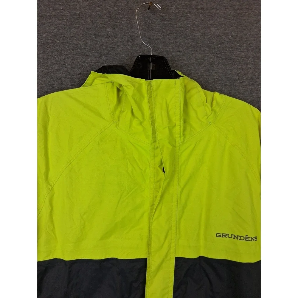 Grundens Mens Jacket Small Black Yellow Rainwear Hooded Nylon Waterproof Work